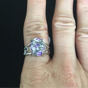 Purple Gray and White Oval Stone Fashion Ring